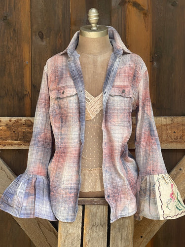Flared Sleeve Flannel- GRANDMAS GARDEN Size Small